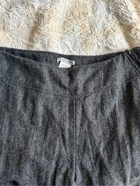Sarah Pacini Cuffed Wide Leg Herringbone Gray Wool Blend Size 1 (4-6).
